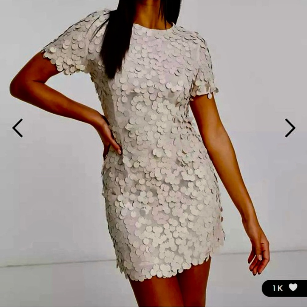 Chic Cream Sequin Mini Dress